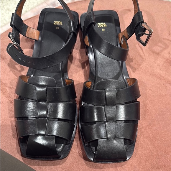 Zara Shoes - Zara Black Fisherman Sandals with Ankle Strap